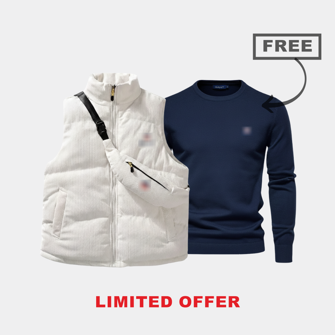 Corduroy Puffer Vest + FREE Knit Sweater (Limited Offer)