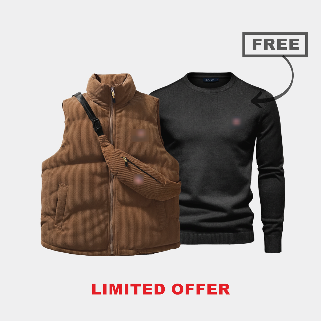 Corduroy Puffer Vest + FREE Knit Sweater (Limited Offer)