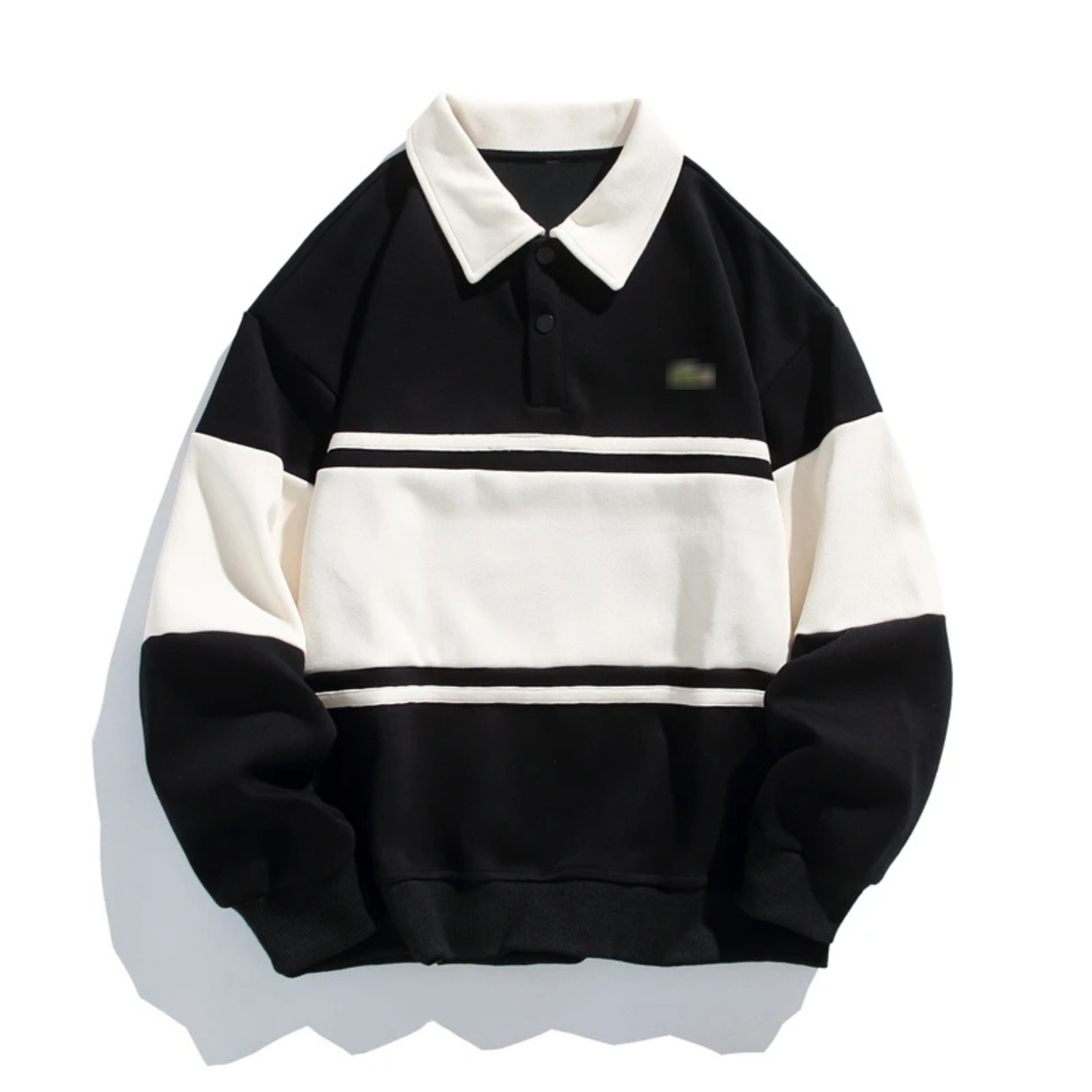 Retro Striped Polo Sweatshirt