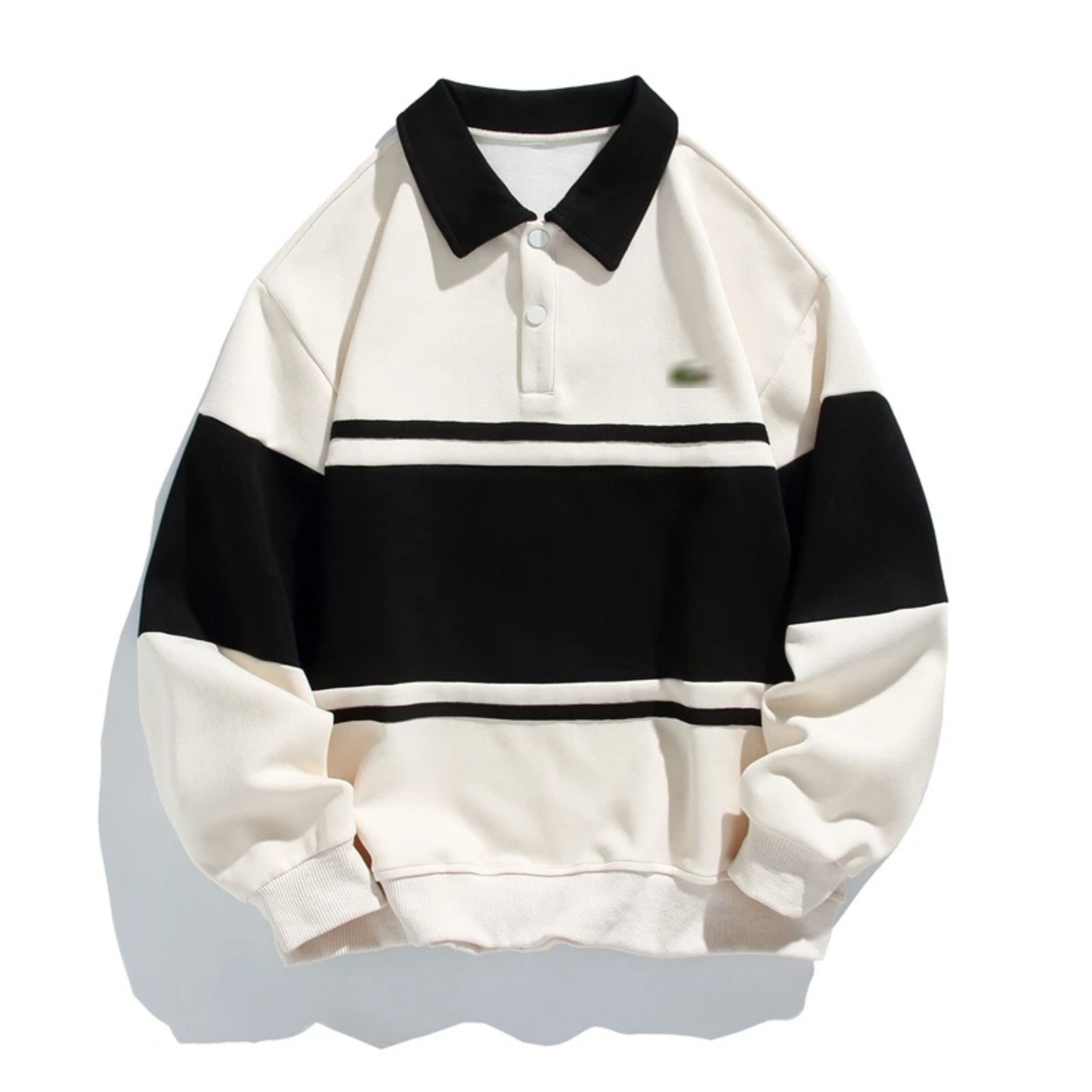 Retro Striped Polo Sweatshirt
