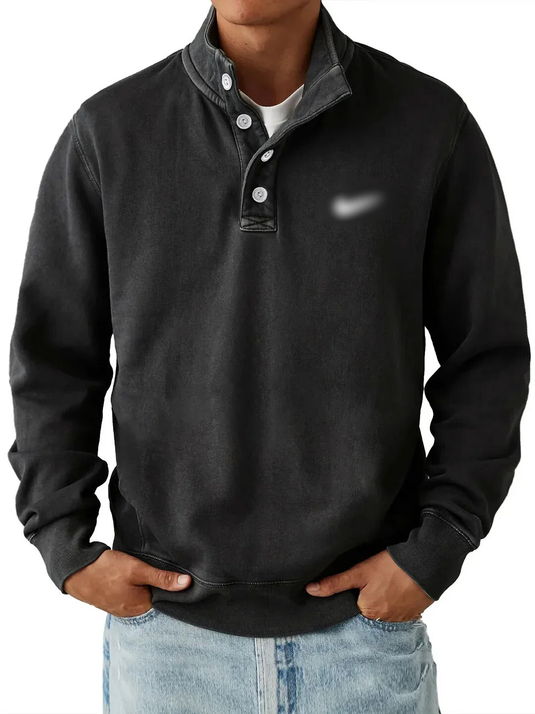 Classic Button Collar Sweatshirt