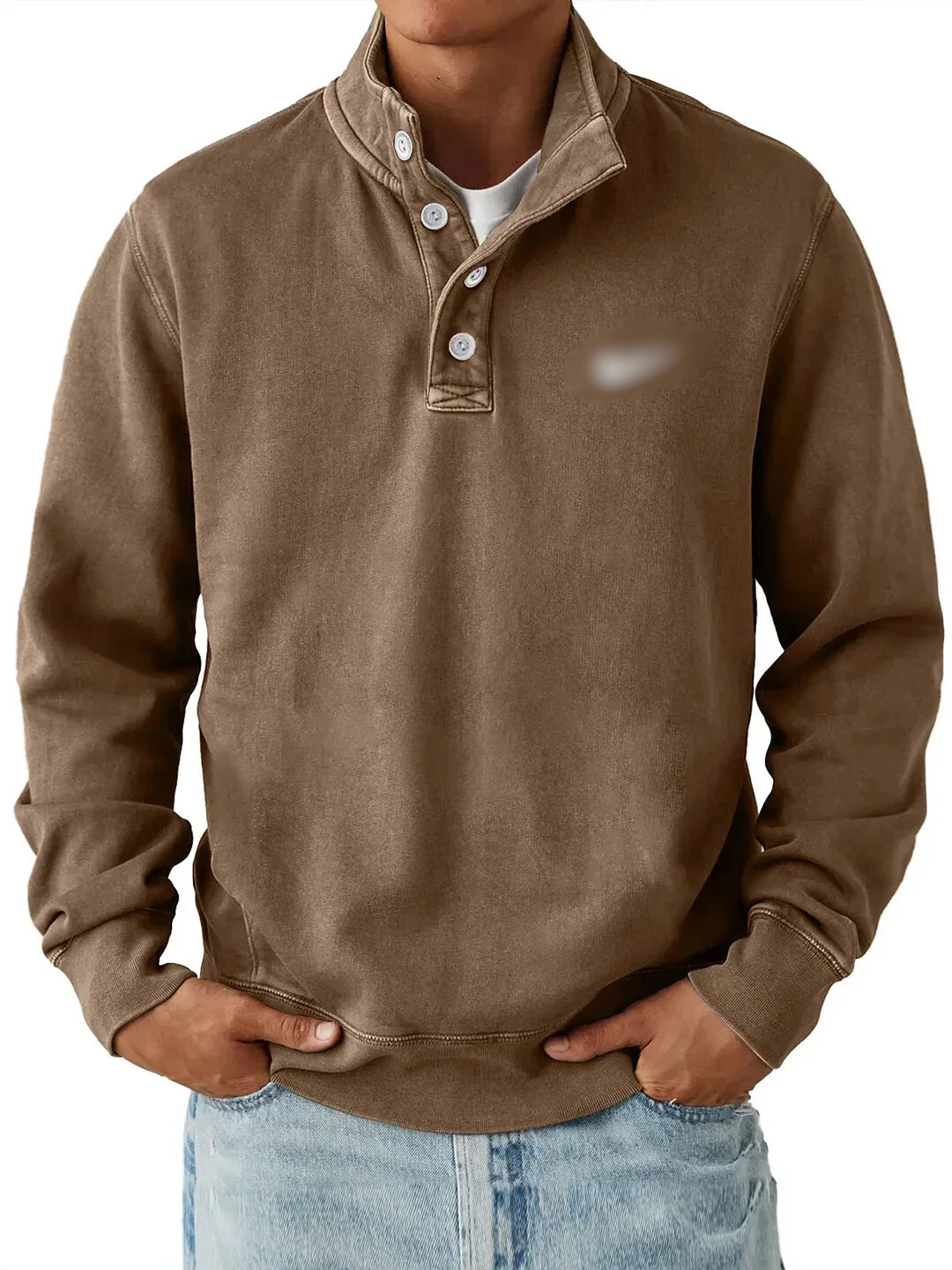 Classic Button Collar Sweatshirt