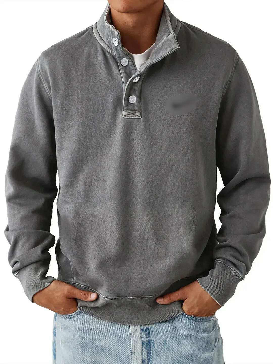 Classic Button Collar Sweatshirt