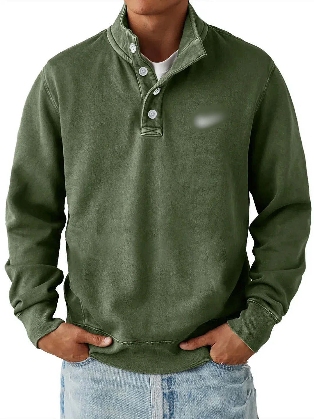 Classic Button Collar Sweatshirt
