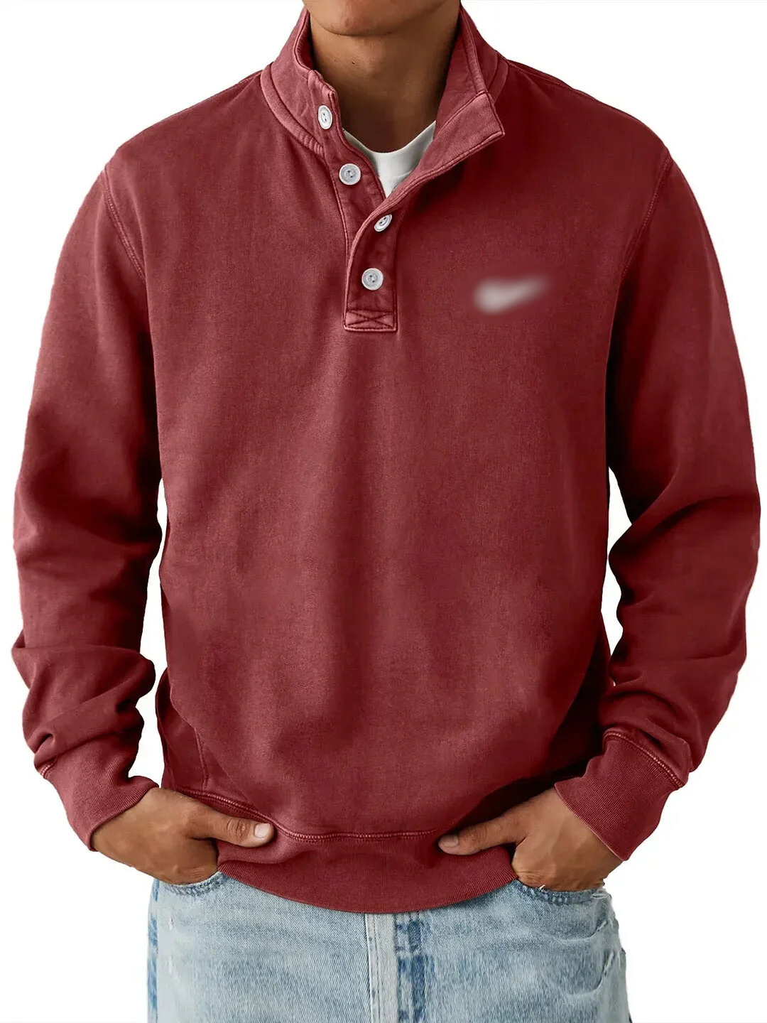 Classic Button Collar Sweatshirt