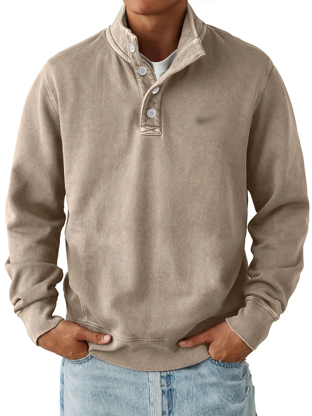 Classic Button Collar Sweatshirt