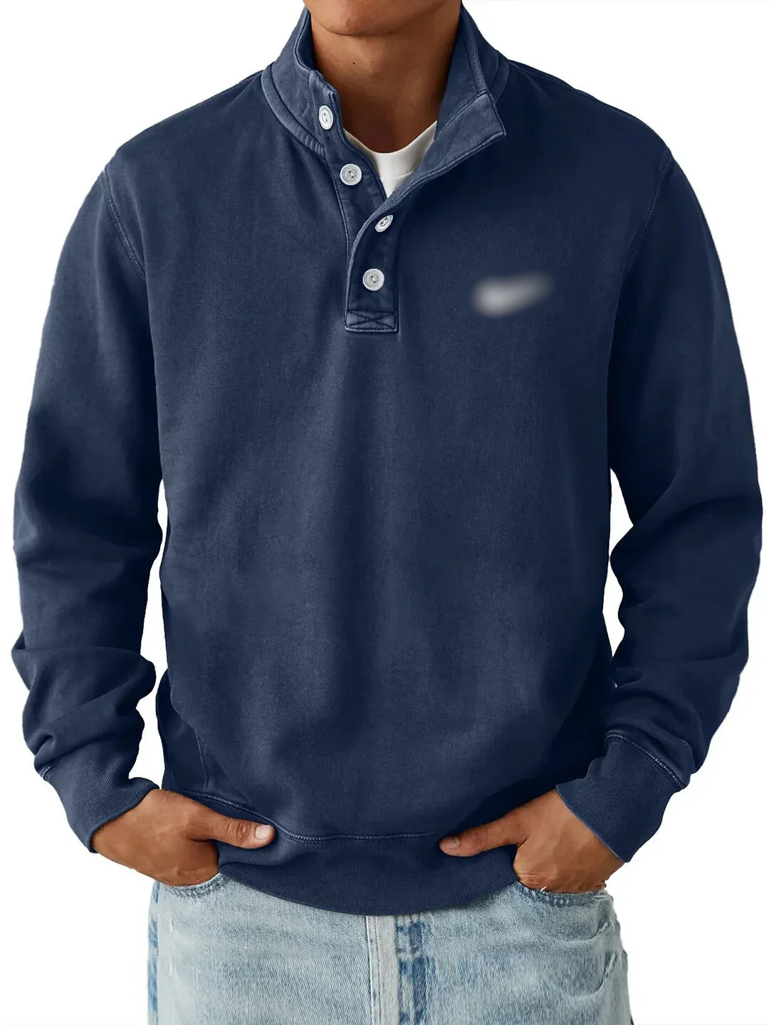 Classic Button Collar Sweatshirt