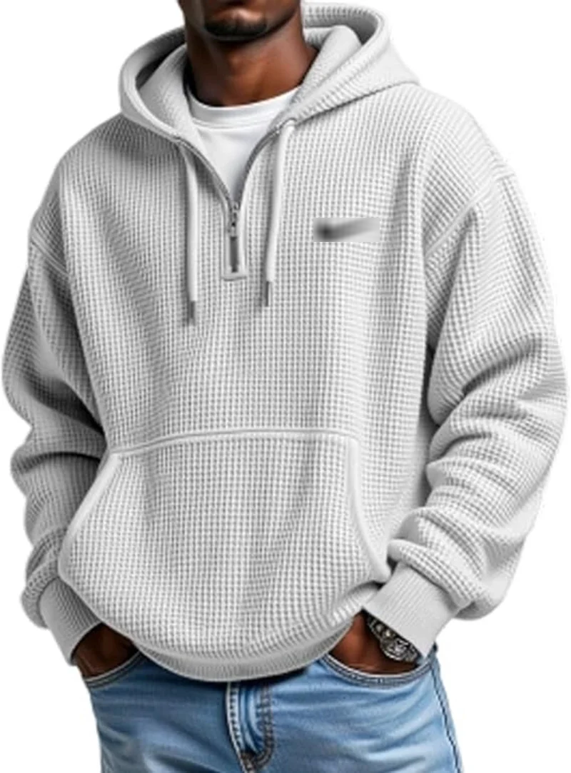 Waffle Texture Zip Hoodie