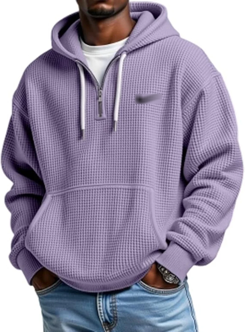 Waffle Texture Zip Hoodie