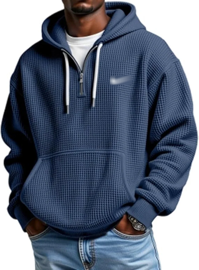 Waffle Texture Zip Hoodie