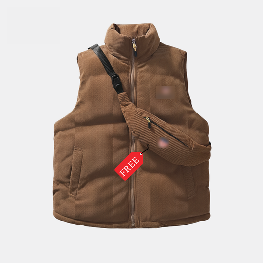 Corduroy Puffer Vest + Free Bag