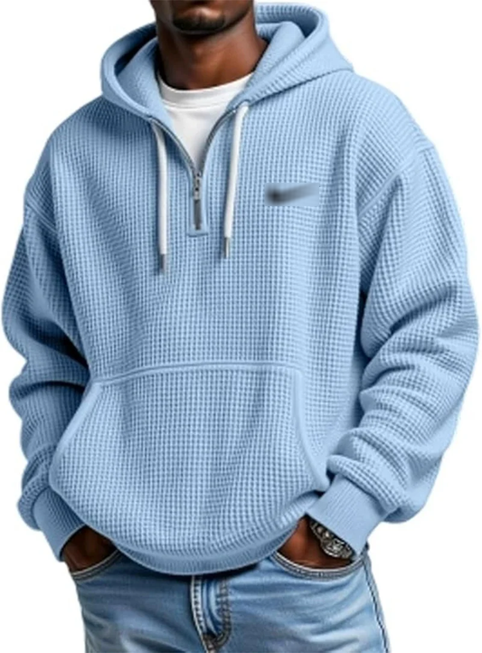 Waffle Texture Zip Hoodie