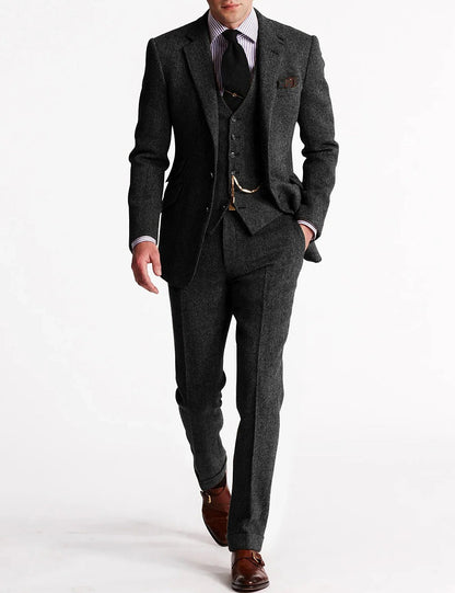 Herringbone Wool 3-Piece Suit
